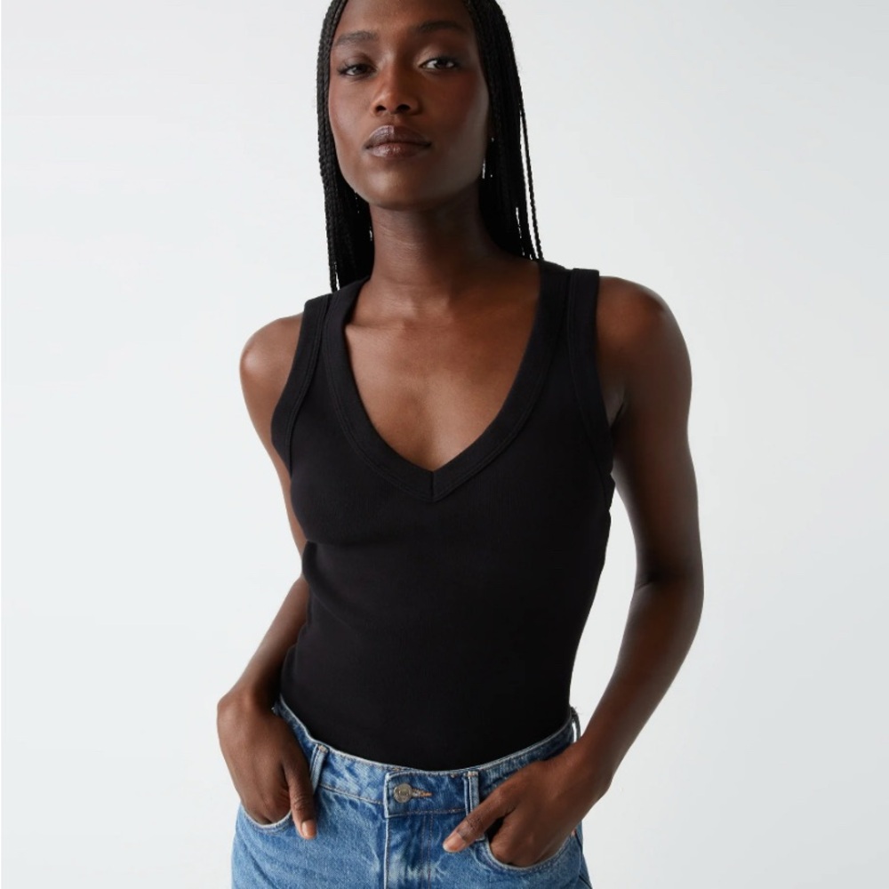 Michael Stars Black V-Neck Tank Top